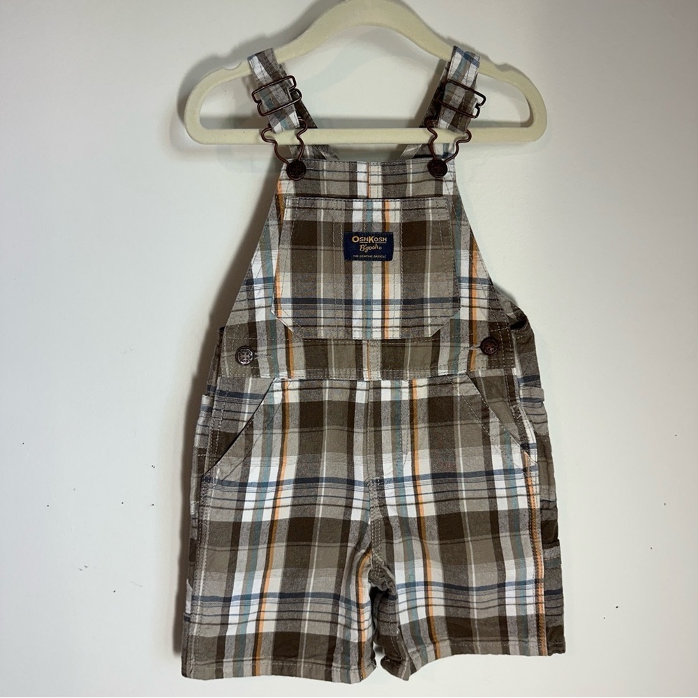 OshKosh B'gosh Brown Plaid Kids Overalls